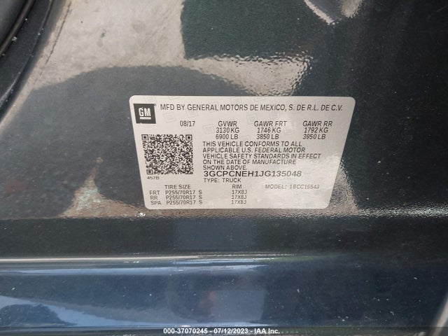 2018 CHEVROLET SILVERADO 1500 WORK TRUCK VIN: 3GCPCNEH1JG135048