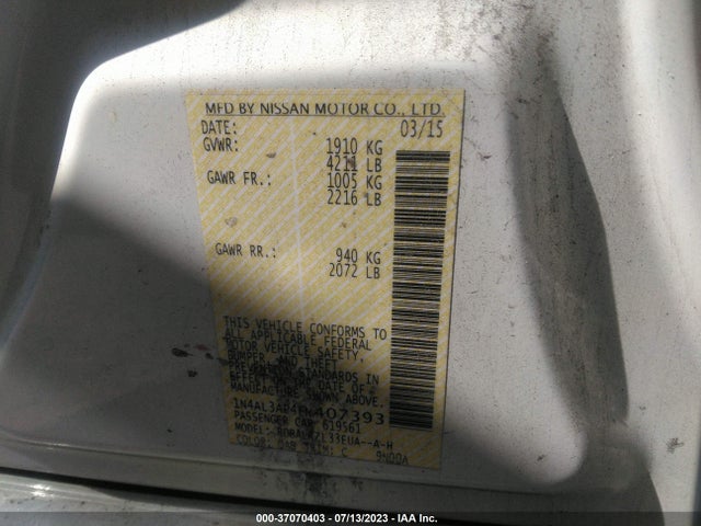 2015 NISSAN ALTIMA 2.5 SL VIN: 1N4AL3AP4FN407393
