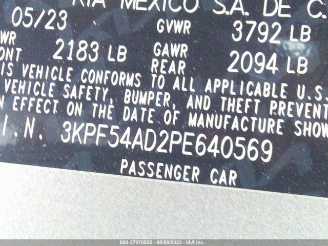 3KPF54AD2PE640569 KIA Forte Gt-line