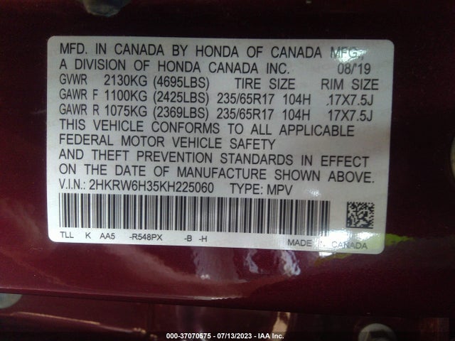 Honda CR-V LX 2019 2HKRW6H35KH225060 Image 9
