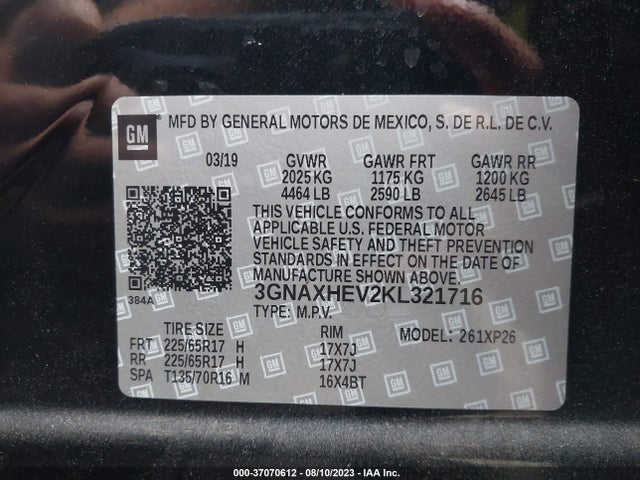 Chevrolet EQUINOX LS 2019 3GNAXHEV2KL321716 Image 9