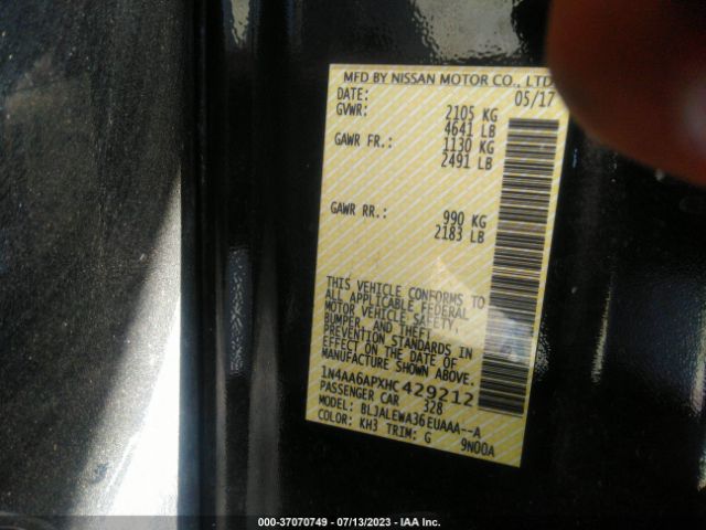 1N4AA6APXHC429212 Nissan MAXIMA SL
