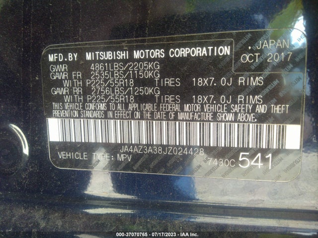 JA4AZ3A38JZ024428 Mitsubishi Outlander Es/se/sel/le