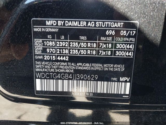 WDCTG4GB4JJ390629 Mercedes-Benz Gla Gla 250