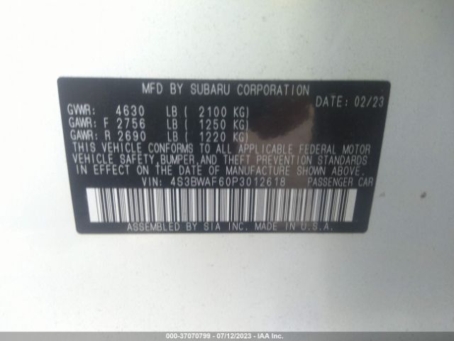 4S3BWAF60P3012618 Subaru Legacy Premium