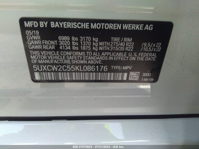 2019 BMW X7, VIN: 5UXCW2C55KL086176