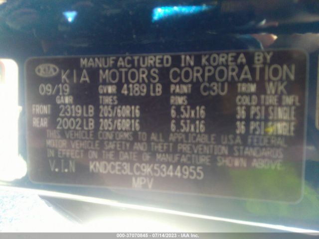 KNDCE3LC9K5344955 KIA NIRO EX