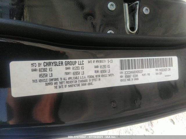 2013 DODGE CHARGER POLICE VIN: 2C3CDXAG0DH696337