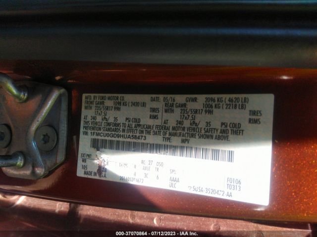 1FMCU0GD9HUA58473 Ford ESCAPE SE