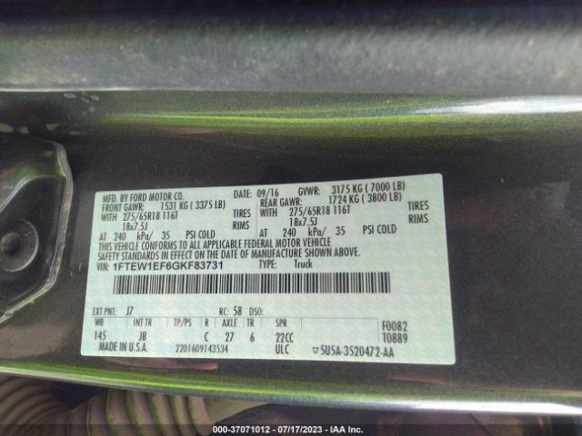 1FTEW1EF6GKF83731 Ford F-150 Xlt