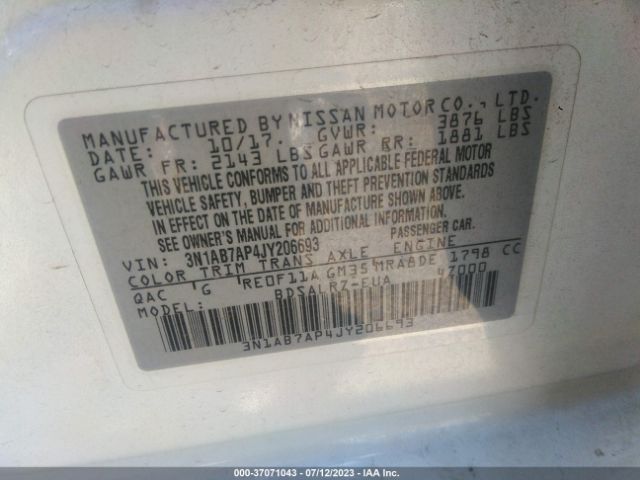 3N1AB7AP4JY206693 Nissan SENTRA SR
