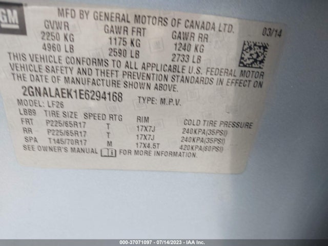Chevrolet EQUINOX LS 2014 2GNALAEK1E6294168 Image 9