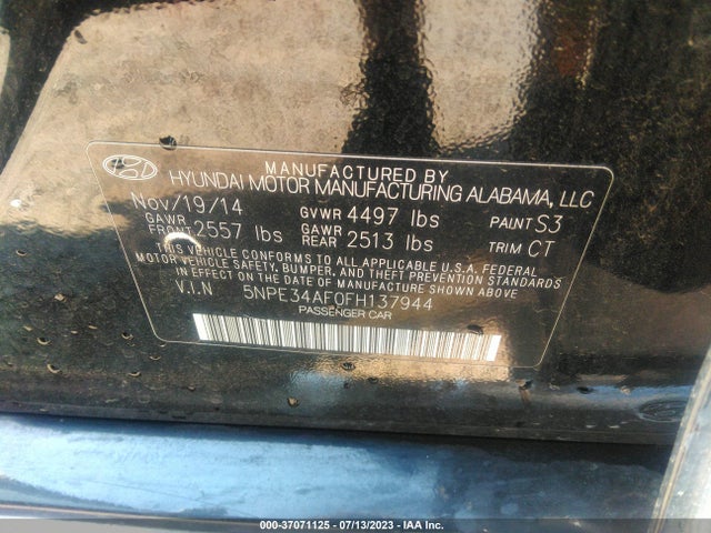 Hyundai Sonata 2.4l Limited 2015 5NPE34AF0FH137944 Image 9