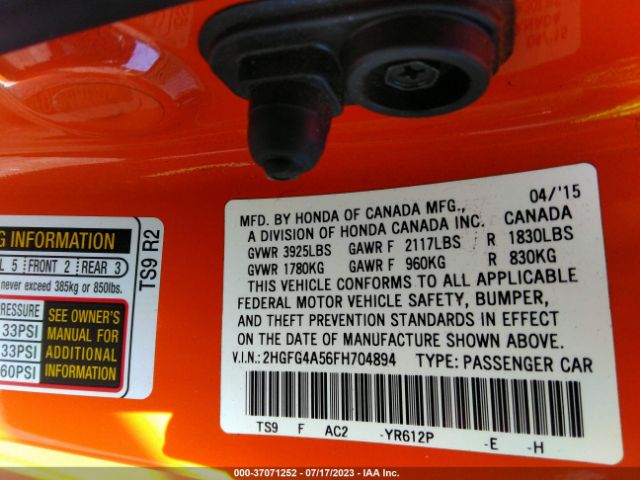 2HGFG4A56FH704894 Honda Civic Coupe Si