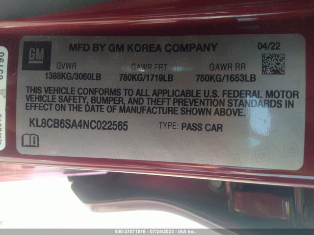 Chevrolet SPARK LS 2022 KL8CB6SA4NC022565 Image 9