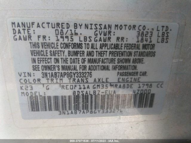 3N1AB7AP8GY333276 Nissan SENTRA S