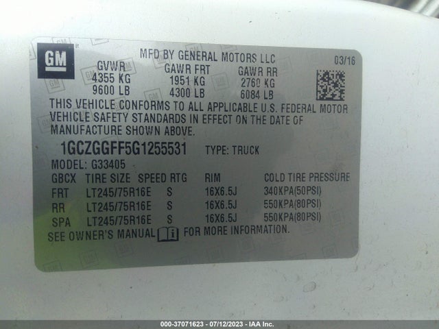 Chevrolet EXPRESS CARGO VAN 2016 1GCZGGFF5G1255531 Image 16