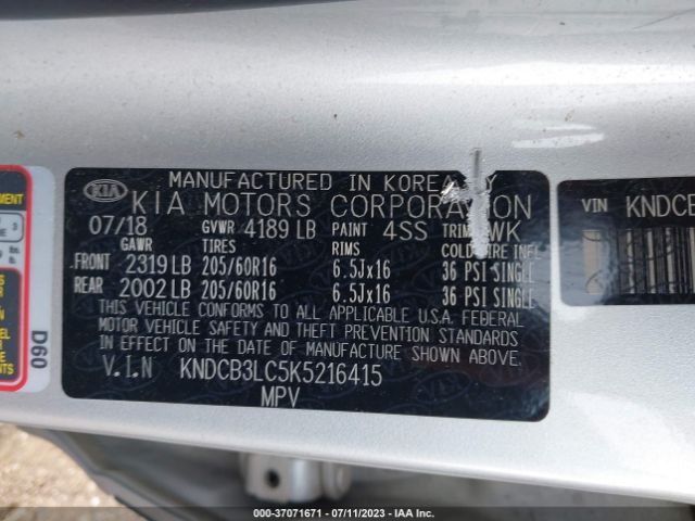 KNDCB3LC5K5216415 KIA NIRO LX