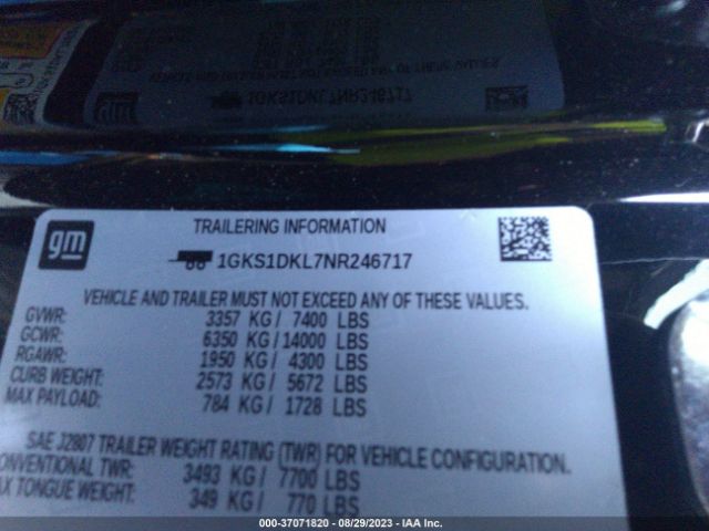 1GKS1DKL7NR246717 GMC YUKON DENALI