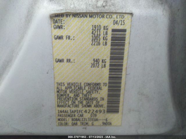1N4AL3AP1FC422493 Nissan Altima 2.5 Sv