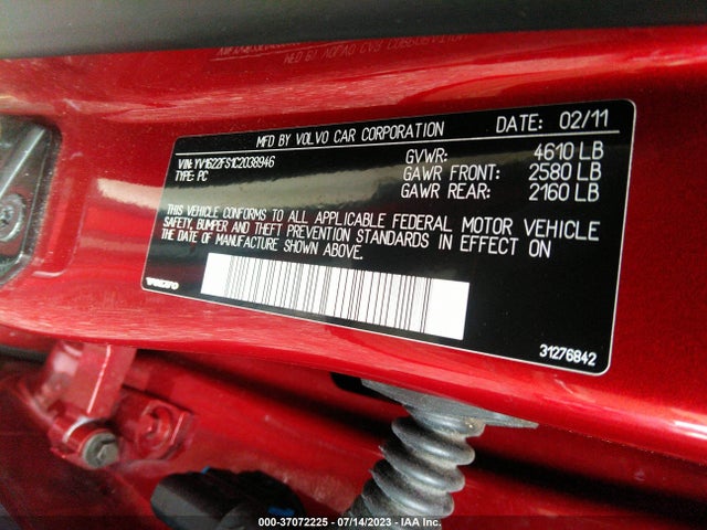 2012 VOLVO S60 T5 VIN: YV1622FS1C2038946