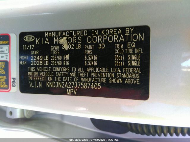 KNDJN2A27J7587405 KIA Soul Base