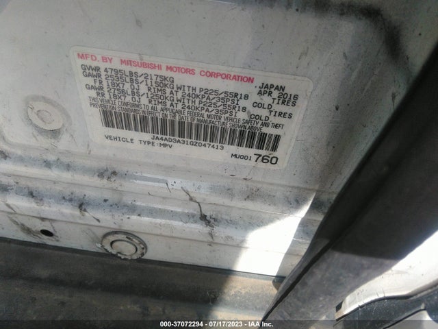 JA4AD3A31GZ047413 Mitsubishi Outlander Se/sel