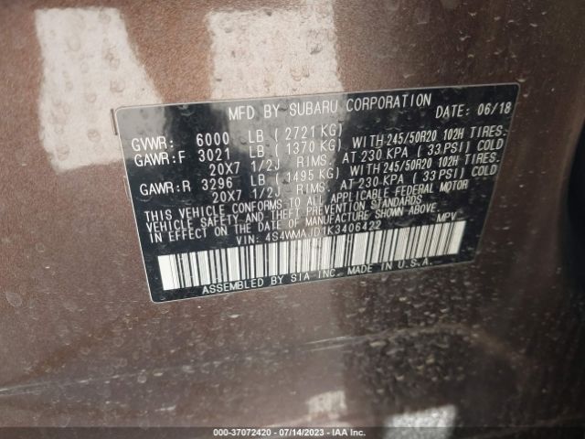 4S4WMAJD1K3406422 Subaru Ascent Limited