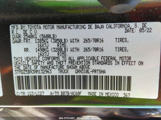 2022 TOYOTA TACOMA 3TMDZ5BN3NM132963 Photo 8