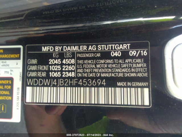 2017 MERCEDES-BENZ C-CLASS C 300 VIN: WDDWJ4JB2HF453694