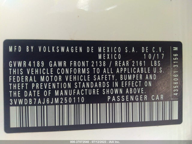 3VWDB7AJ6JM250110 Volkswagen Jetta 1.4t
