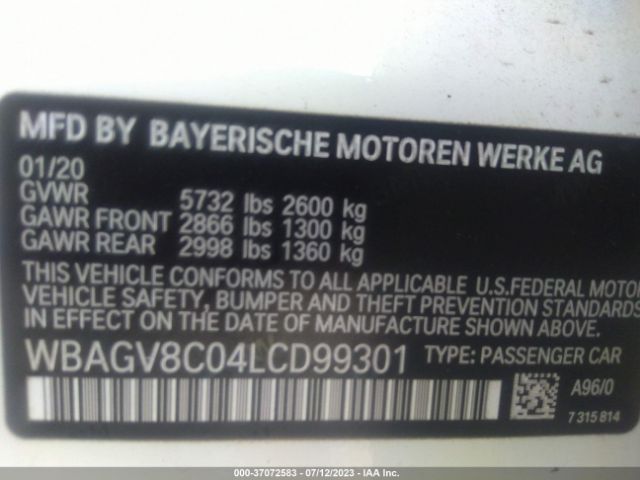 WBAGV8C04LCD99301 BMW 8 Series M850i