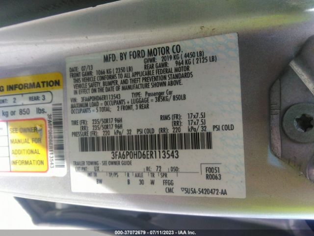 3FA6P0HD6ER113543 Ford FUSION SE