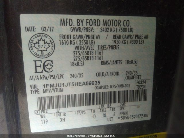 1FMJU1JT5HEA59935 Ford Expedition Xlt/king Ranch