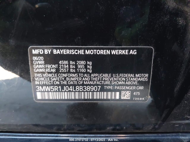 BMW 3 Series 330i 2020 аукцион фото