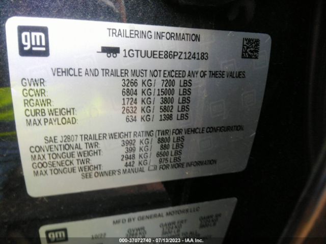 1GTUUEE86PZ124183 GMC Sierra 1500 At4