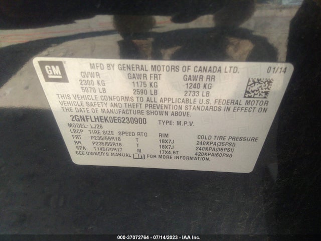 Chevrolet Equinox Ltz 2014 2GNFLHEK0E6230900 Image 10
