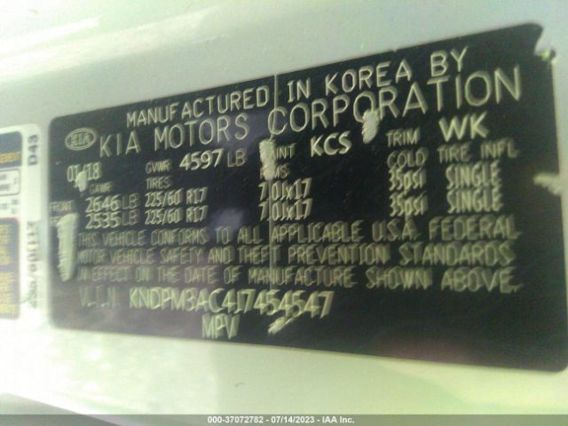 KNDPM3AC4J7454547 KIA Sportage Lx
