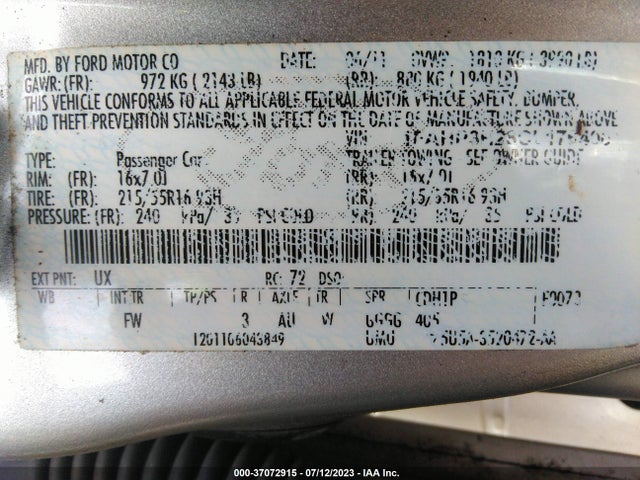 2012 FORD FOCUS SEL VIN: 1FAHP3H28CL176406