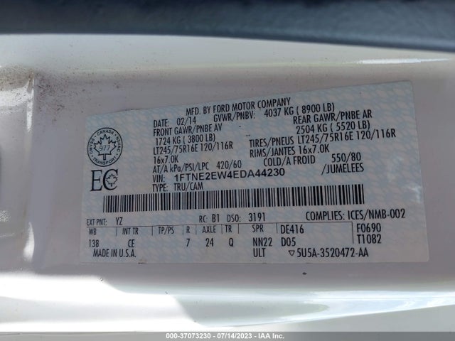 Ford Econoline Cargo Van Commercial/recreational 2014 1FTNE2EW4EDA44230 Image 14