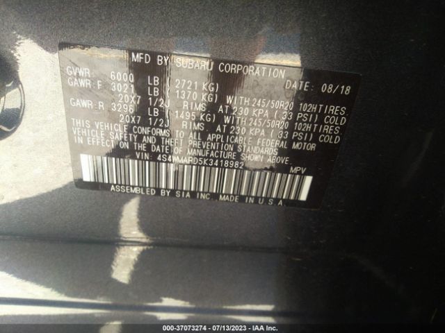 4S4WMARD5K3418982 Subaru Ascent Touring