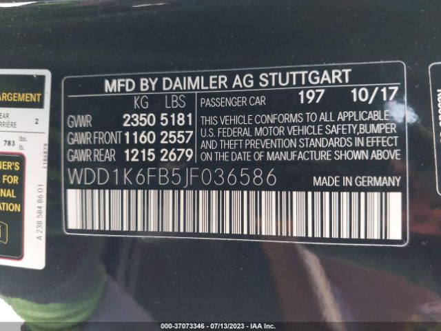 WDD1K6FB5JF036586 Mercedes-Benz E-class E 400