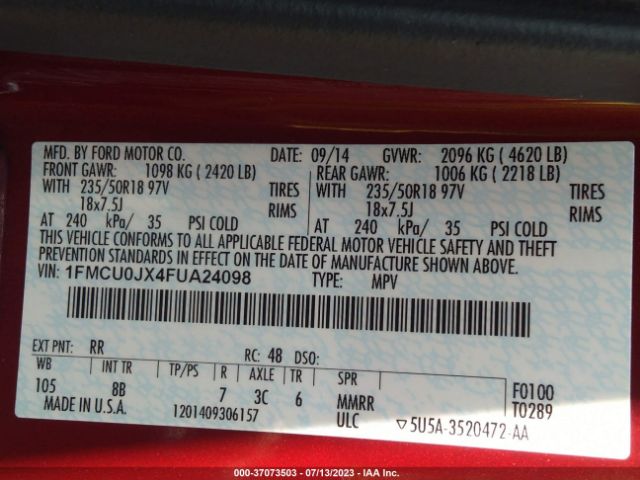 1FMCU0JX4FUA24098 Ford Escape Titanium