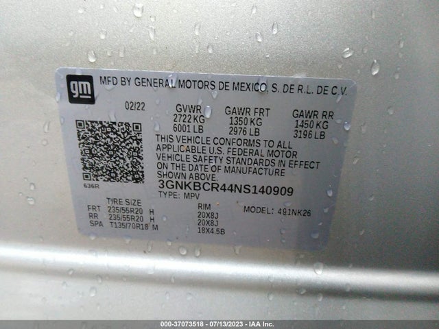 Chevrolet Blazer Lt 2022 3GNKBCR44NS140909 Image 9