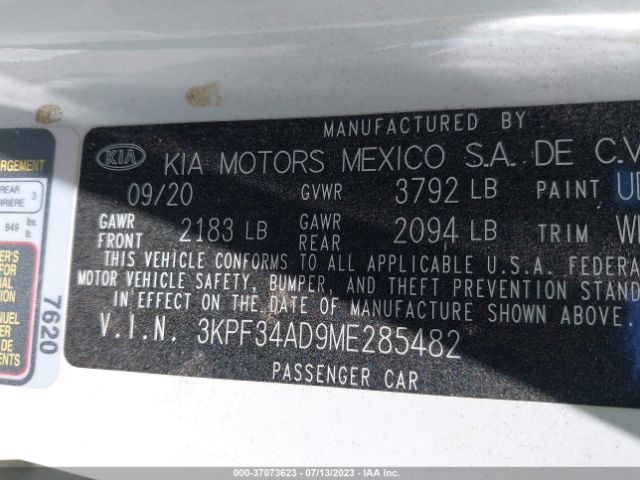 3KPF34AD9ME285482 KIA Forte Gt-line