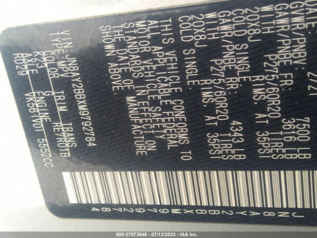 JN8AY2BBXM9792784 Nissan Armada Sl