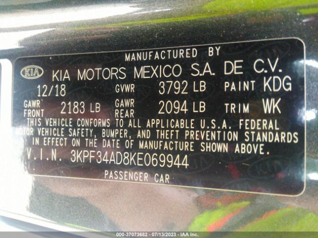 3KPF34AD8KE069944 KIA FORTE S