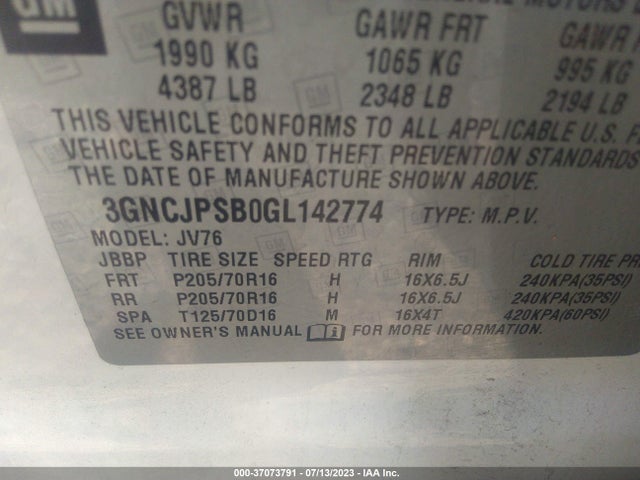 Chevrolet Trax Lt 2016 3GNCJPSB0GL142774 Image 15