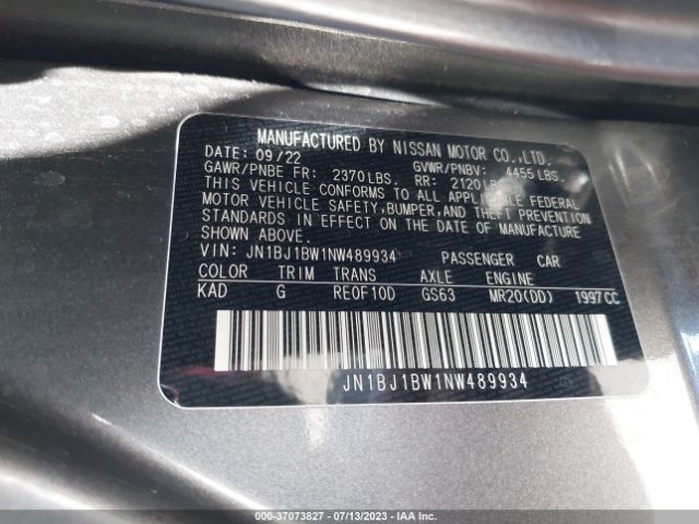 JN1BJ1BW1NW489934 Nissan Rogue Sport Sv