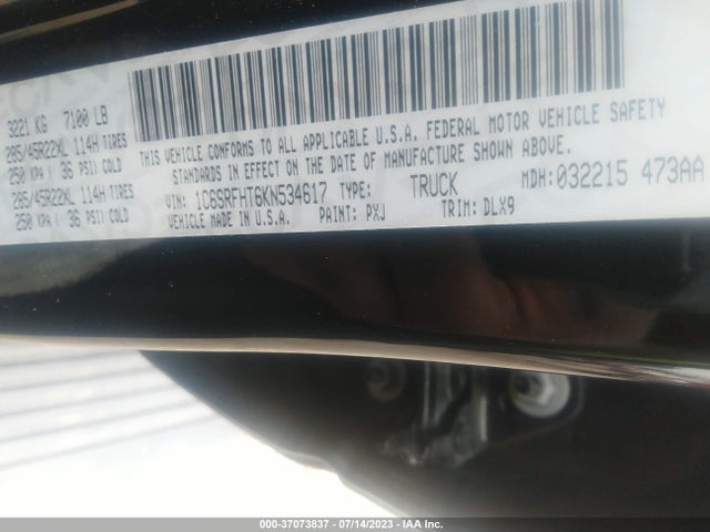 1C6SRFHT6KN534617 RAM 1500 Limited